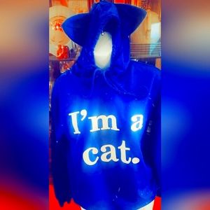 Blue pullover size medium with cat ear hoodie